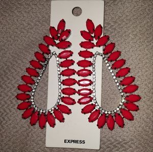 ❣️NWT EXPRESS Red, long earrings w/rhinestones